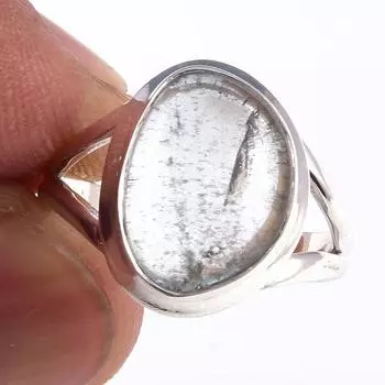 Кольцо из чистого серебра 925 пробы с натуральным аквамарином ручной работы, размер 6 L1C55