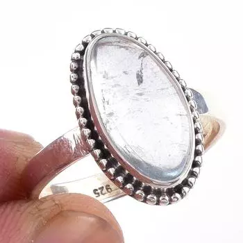 Кольцо из чистого серебра 925 пробы с натуральным аквамарином, размер 10 E0y56