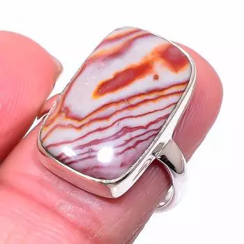 Кольцо из чистого серебра 925 пробы с натуральным драгоценным камнем Rosetta Jasper S.8 e9F75