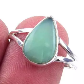 Кольцо из чистого серебра 925 пробы с натуральным хризопразом, размер 9 z0V10