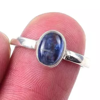 Кольцо из чистого серебра 925 пробы с натуральным кианитом, размер 6 Z4f32