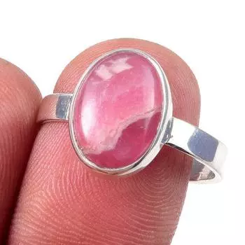 Кольцо из чистого серебра 925 пробы с натуральным родохрозитом ручной работы S.9 k7w57