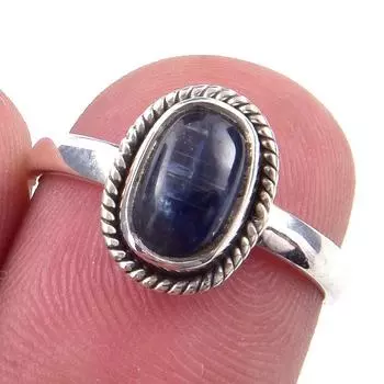 Кольцо из чистого серебра 925 пробы с натуральным кианитом, размер 6, u3k50