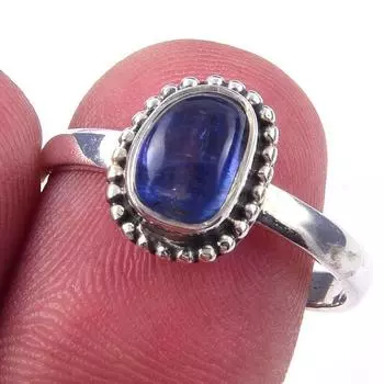 Кольцо из чистого серебра 925 пробы с натуральным кианитом, размер 8, h5S53