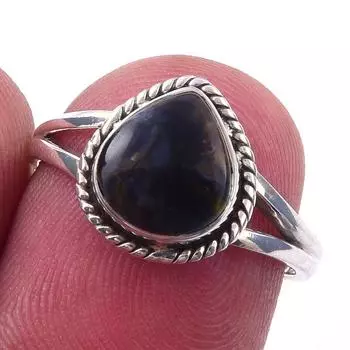 Кольцо из чистого серебра 925 пробы с натуральным камнем Питерсит S.5.5 r5Q52