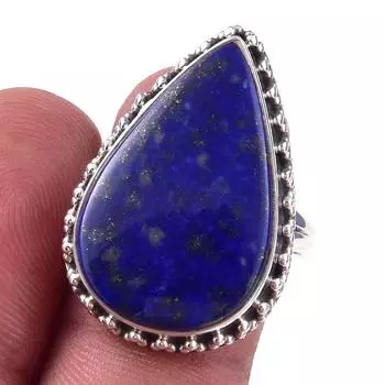 Кольцо из чистого серебра 925 пробы с натуральным лазуритом ручной работы S.8 d6W82