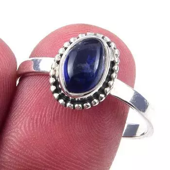 Кольцо из чистого серебра 925 пробы с натуральным кианитом, размер 10 f8q07