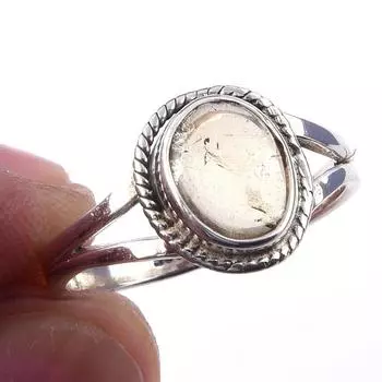 Кольцо из чистого серебра 925 пробы с натуральным цитрином ручной работы, размер 7 c3a20