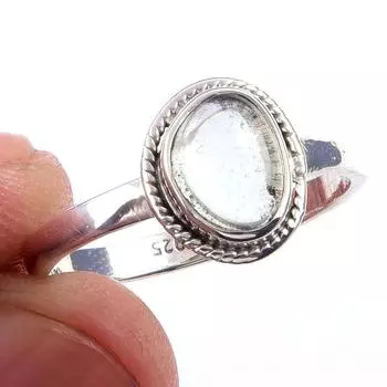 Кольцо из чистого серебра 925 пробы с натуральным аквамарином, размер 8 Y3K33