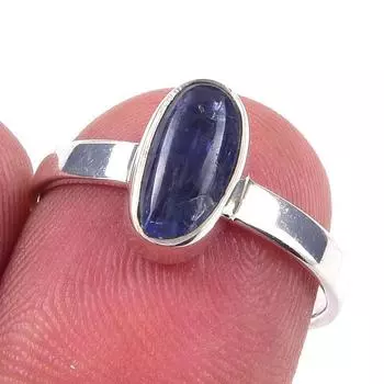 Кольцо из чистого серебра 925 пробы с натуральным кианитом, размер 6 E9C07