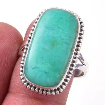 Кольцо из чистого серебра 925 пробы с натуральным хризопразом, размер 9, I9C82