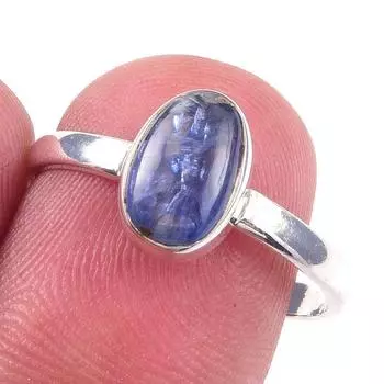 Кольцо из чистого серебра 925 пробы с натуральным кианитом, размер 8, S5h82