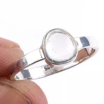 Кольцо из чистого серебра 925 пробы с натуральным аквамарином, размер 8, k9N28