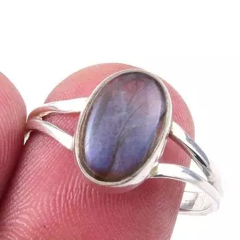 Кольцо из чистого серебра 925 пробы с натуральным лабрадоритом ручной работы, размер 9 K8L63