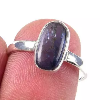 Кольцо из чистого серебра 925 пробы с натуральным кианитом ручной работы, размер 7 e2c40