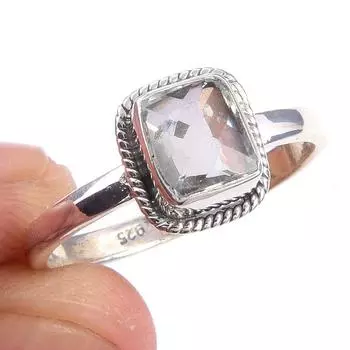 Кольцо из чистого серебра 925 пробы с натуральным зеленым аметистом ручной работы S.9 K7P60