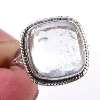 Кольцо из чистого серебра 925 пробы с натуральным аквамарином, размер 7, B5L32