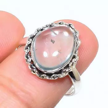 Кольцо из чистого серебра 925 пробы с натуральным аквамарином, размер 9 K6P36