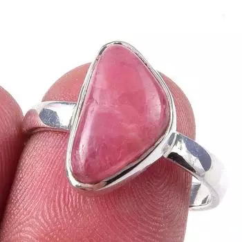 Кольцо из чистого серебра 925 пробы с натуральным родохрозитом ручной работы S.8 g4V11