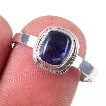Кольцо из чистого серебра 925 пробы с натуральным кианитом, размер 9, M6o22