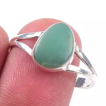 Кольцо из чистого серебра 925 пробы с натуральным хризопразом ручной работы S.10 y2o45