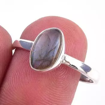 Кольцо из чистого серебра 925 пробы с натуральным лабрадоритом, размер 9, S7g60