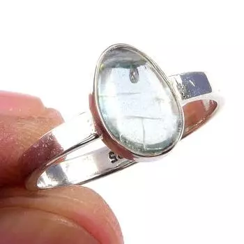 Кольцо из чистого серебра 925 пробы с натуральным аквамарином, размер 6 m7U88