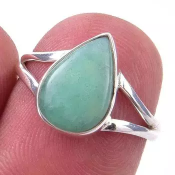 Кольцо из чистого серебра 925 пробы с натуральным хризопразом ручной работы, размер 6 u7j63