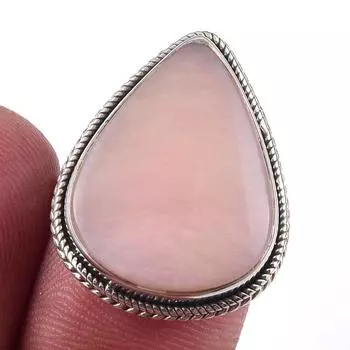Кольцо из чистого серебра 925 пробы с натуральным розовым опалом, размер 7 Q7k13