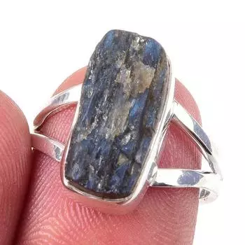 Кольцо из чистого серебра 925 пробы с натуральным лабрадоритом, размер 7 Q8W04