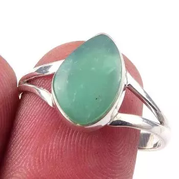 Кольцо из чистого серебра 925 пробы с натуральным хризопразом, размер 9 Q6y56