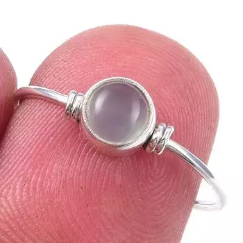 Кольцо из чистого серебра 925 пробы с натуральным аквамарином, размер 7, k7t39