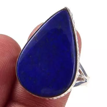 Кольцо из чистого серебра 925 пробы с натуральным лазуритом ручной работы S.10 j0y28