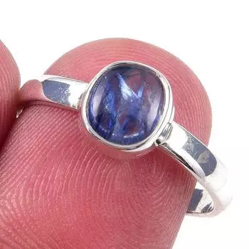 Кольцо из чистого серебра 925 пробы с натуральным кианитом, размер 8, P8U46