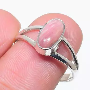 Кольцо из чистого серебра 925 пробы с натуральным родохрозитом ручной работы S.9 y6G09