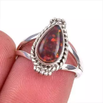 Кольцо из чистого серебра 925 пробы с натуральным эфиопским опалом ручной работы S.6 I3n49