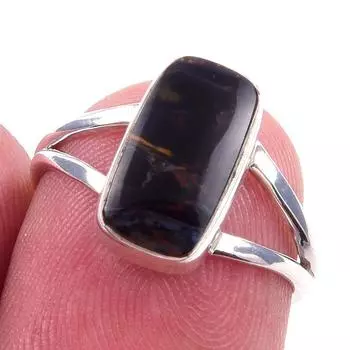 Кольцо из чистого серебра 925 пробы с натуральным драгоценным камнем Питерсит ручной работы, размер 6 Z8C34