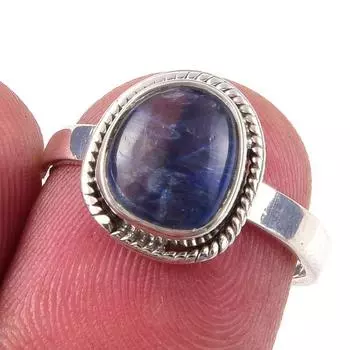 Кольцо из чистого серебра 925 пробы с натуральным кианитом, размер 6 O8Z80