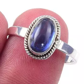 Кольцо из чистого серебра 925 пробы с натуральным кианитом, размер 8, h5w87