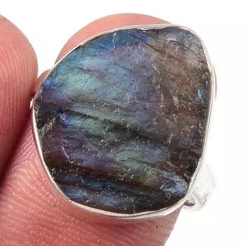 Кольцо из чистого серебра 925 пробы с натуральным лабрадоритом, размер 7 j9C22