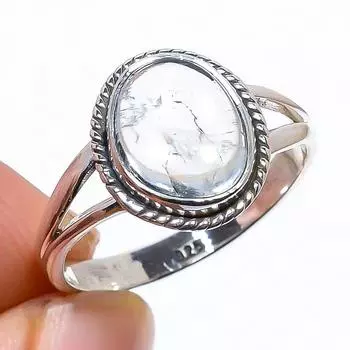 Кольцо из чистого серебра 925 пробы с натуральным аквамарином, размер 8 Z9P04