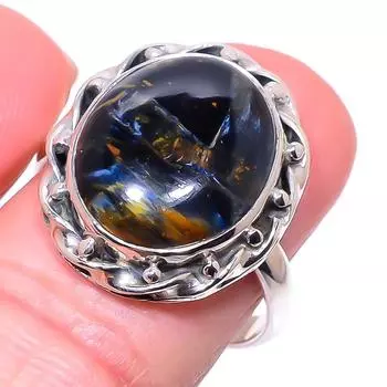 Кольцо из чистого серебра 925 пробы с натуральным камнем Питерсит S.8.5 z6s38