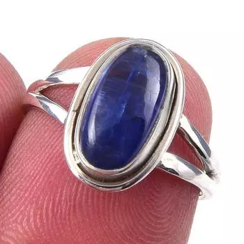 Кольцо из чистого серебра 925 пробы с натуральным кианитом, размер 6, N6i38