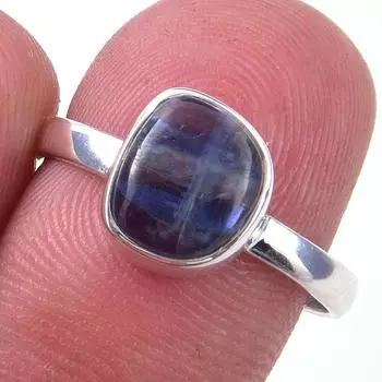 Кольцо из чистого серебра 925 пробы с натуральным кианитом, размер 7, H1K44