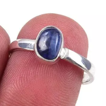 Кольцо из чистого серебра 925 пробы с натуральным кианитом, размер 7 s3S61