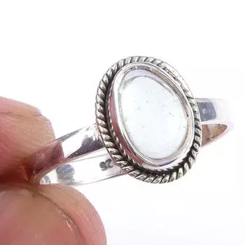 Кольцо из чистого серебра 925 пробы с натуральным аквамарином ручной работы, размер 8 z0w30