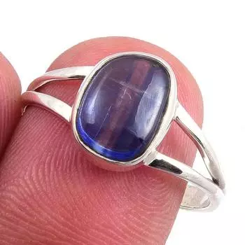 Кольцо из чистого серебра 925 пробы с натуральным кианитом, размер 9 E3o59