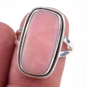 Кольцо из чистого серебра 925 пробы с натуральным розовым опалом, размер 7 Z2R68