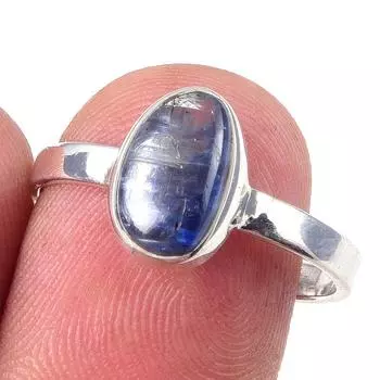 Кольцо из чистого серебра 925 пробы с натуральным кианитом, размер 8 L6p10