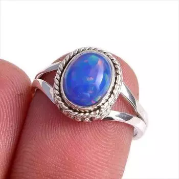 Кольцо из чистого серебра 925 пробы с натуральным эфиопским опалом ручной работы S.7 z7G14
